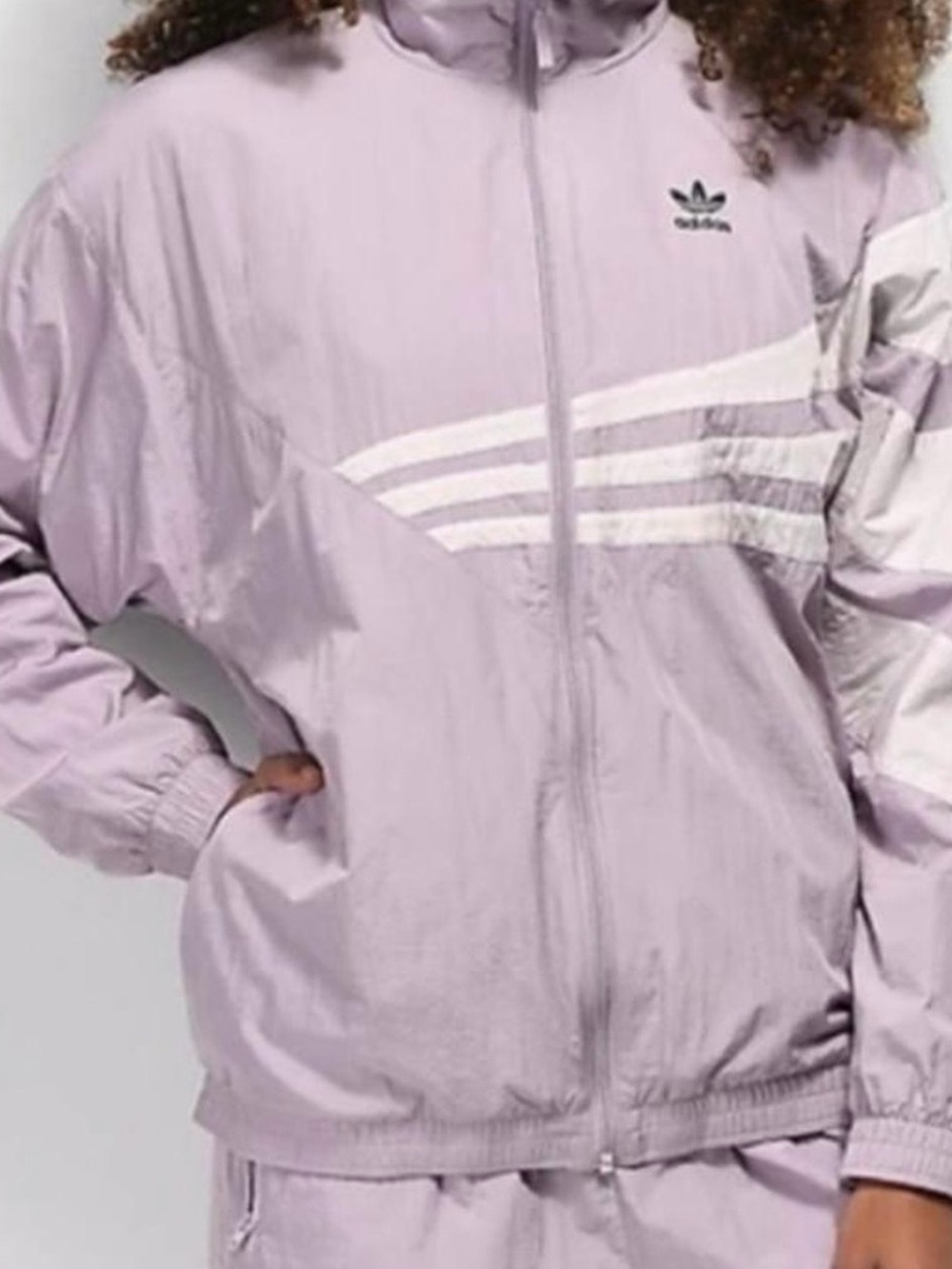 adidas Originals Lilac Bomber Track Jacket with White Stripes